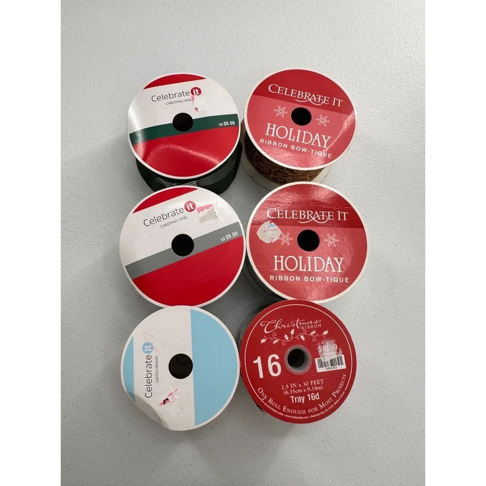 Holiday Ribbon Assortment Metallic Textured Craft Supplies Bundle Christmas Lot